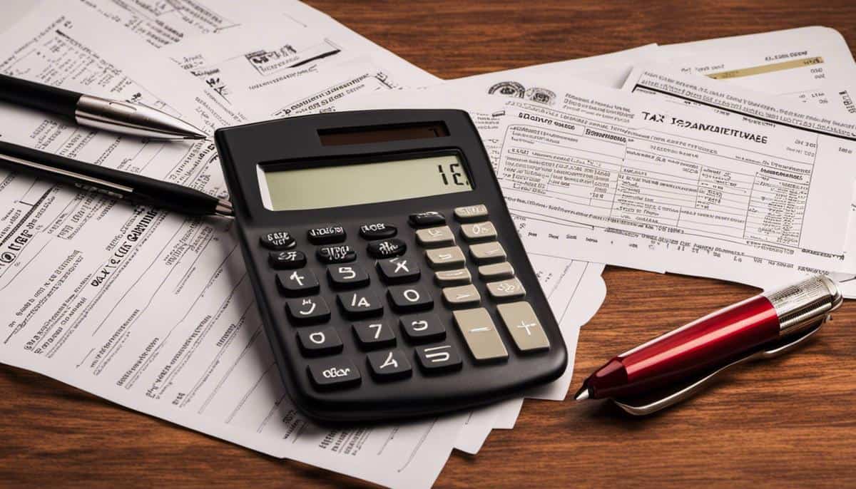 Image depicting various tax documents and a calculator, representing the topic of back taxes resolution in Tulsa.